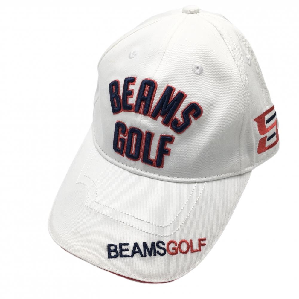 ビームスゴルフ マーカー付キャップ 白×ネイビー 汗取りパッド付 L  ゴルフウェア BEAMS GOLF