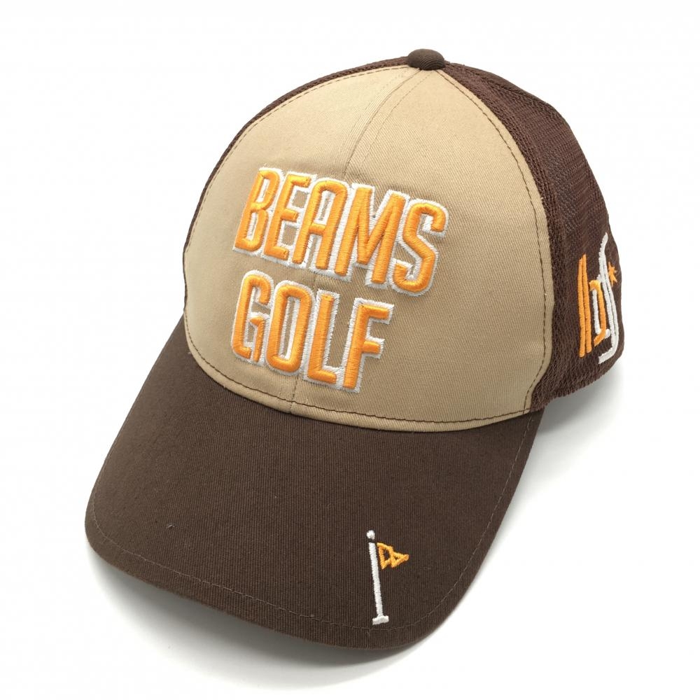 【超美品】ビームスゴルフ メッシュキャップ ブラウン×オレンジ ロゴ刺しゅう  ゴルフウェア BEAMS GOLF