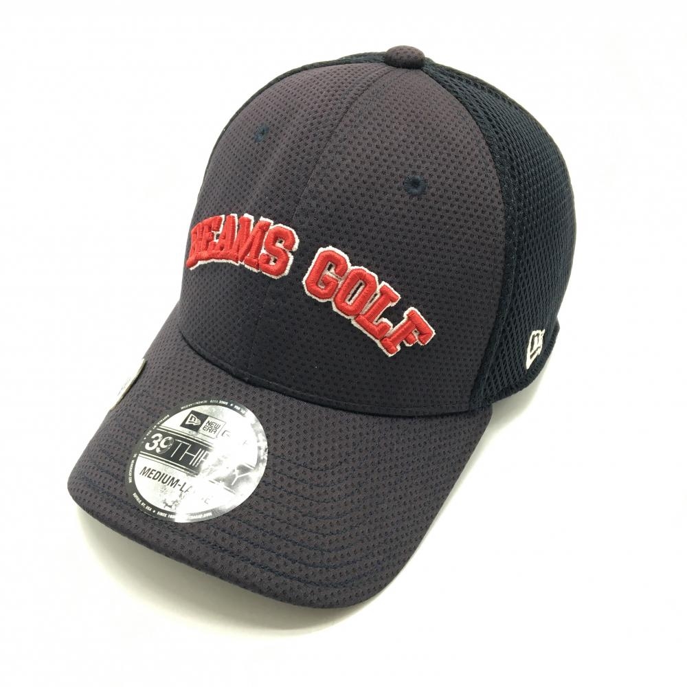 ビームスゴルフ×ニューエラ メッシュキャップ 黒×レッド 立体ロゴ マーカー付  MEDIUM・LARGE   ゴルフウェア BEAMS GOLF