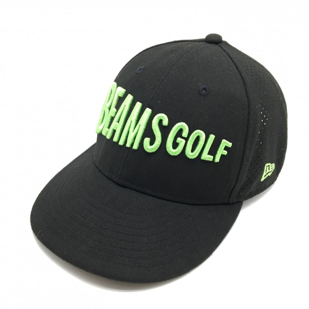 【美品】ビームスゴルフ×ニューエラ メッシュキャップ 黒×ライトグリーン 立体ロゴ   ゴルフウェア BEAMS GOLF