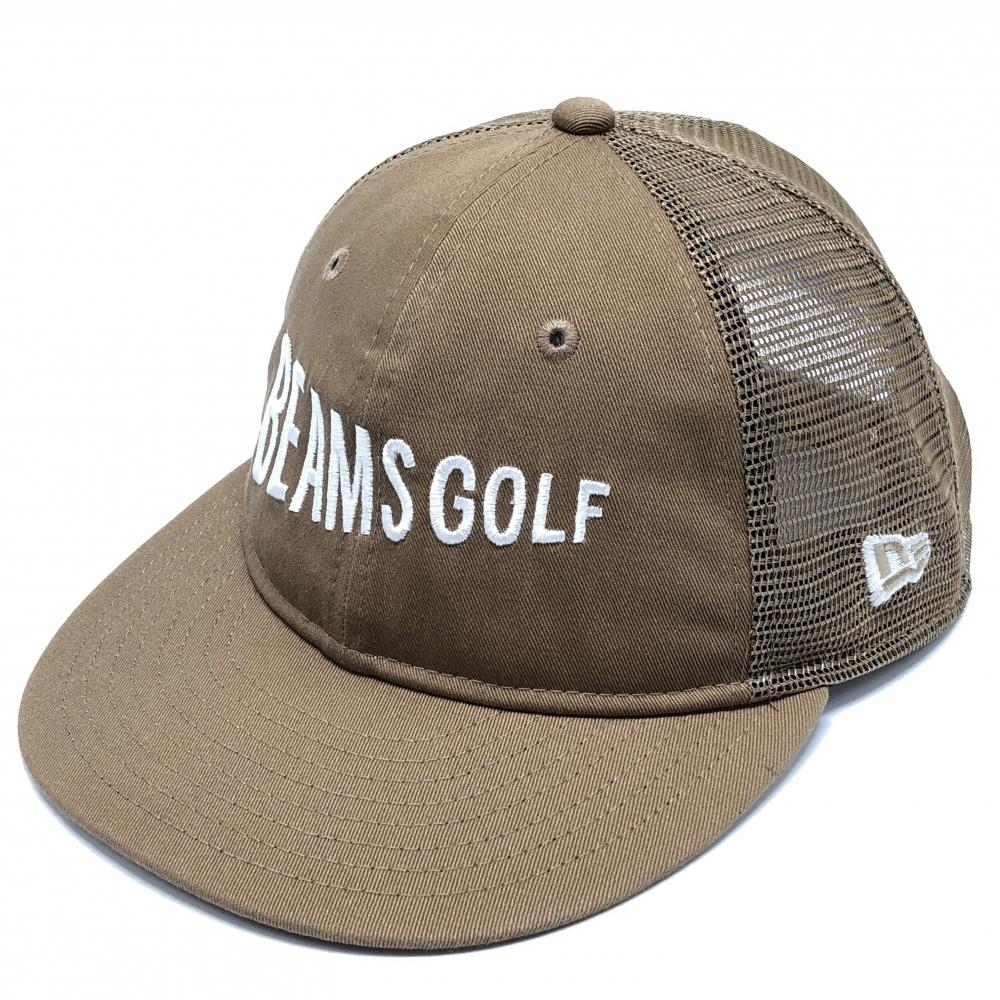 ビームスゴルフ×ニューエラ メッシュキャップ ブラウン×白 ロゴ刺しゅう   ゴルフウェア BEAMS GOLF
