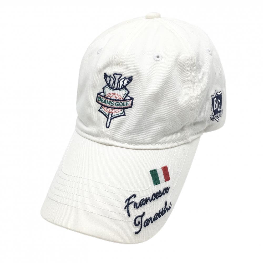 ビームスゴルフ キャップ 白 ロゴ刺しゅう  57～59cm   ゴルフウェア BEAMS GOLF