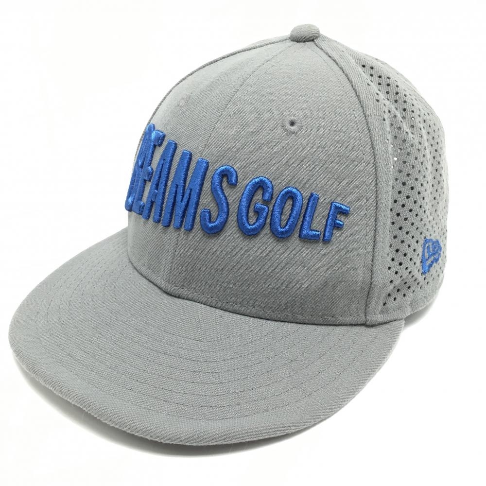 【美品】ビームスゴルフ×ニューエラ メッシュキャップ グレー×ブルー ロゴブルー    ゴルフウェア BEAMS GOLF