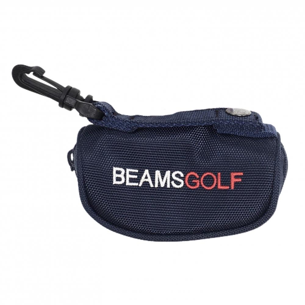 【美品】ビームスゴルフ ボールケース ネイビー×白 ロゴ刺しゅう ティー装着可 ゴルフ BEAMS GOLF