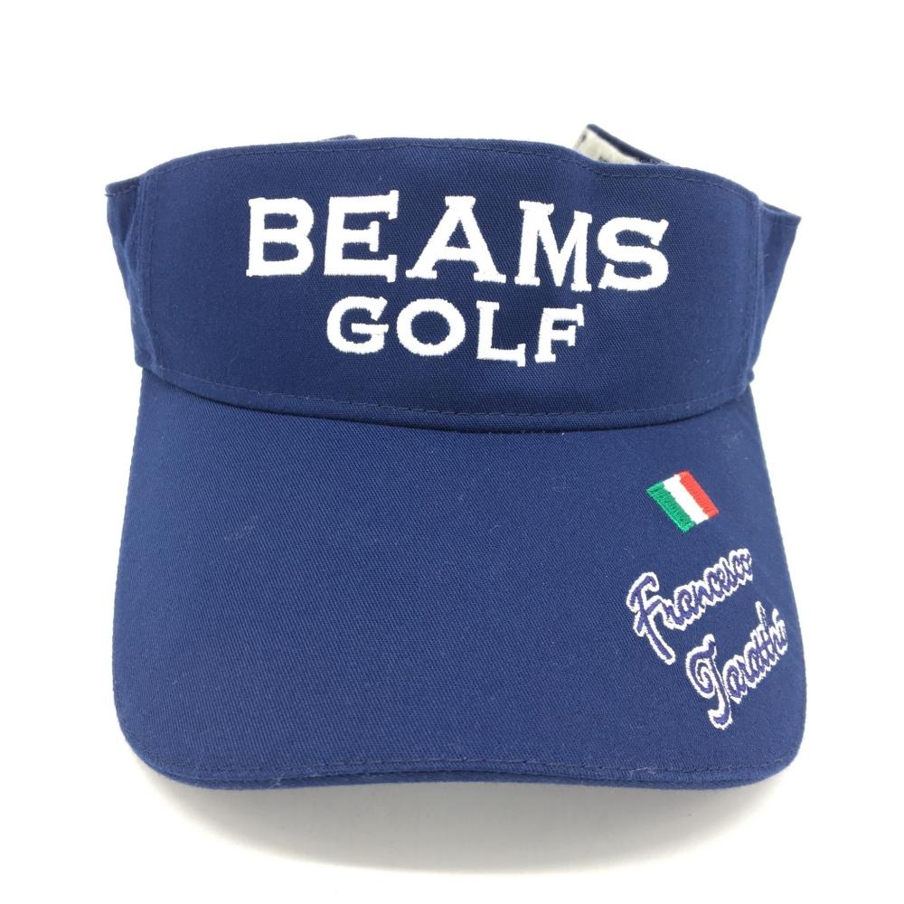BEAMS GOLF ビームスゴルフ サンバイザー ネイビー×白 ビッグロゴ 刺しゅう 57-59cm ゴルフウェア