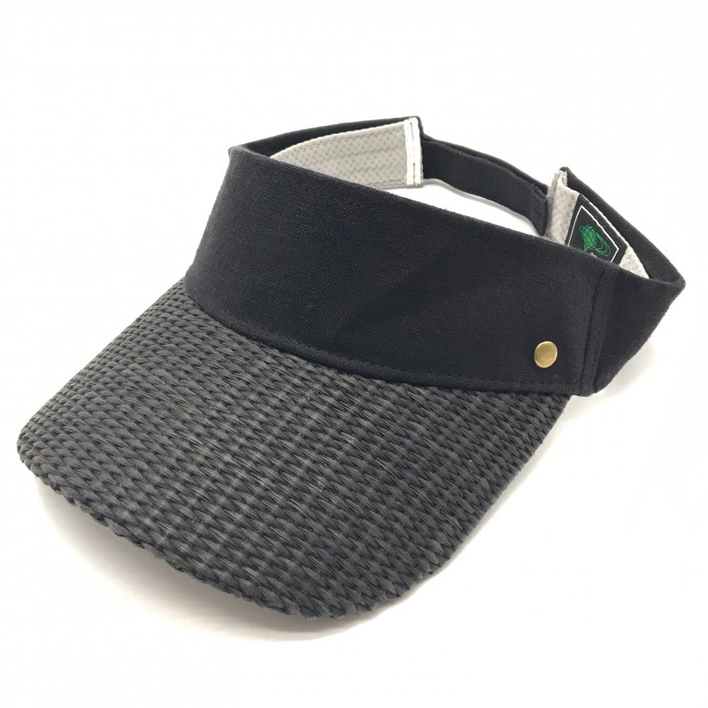 ビームスゴルフ サンバイザー 黒 つば麦わら風   ゴルフウェア BEAMS GOLF