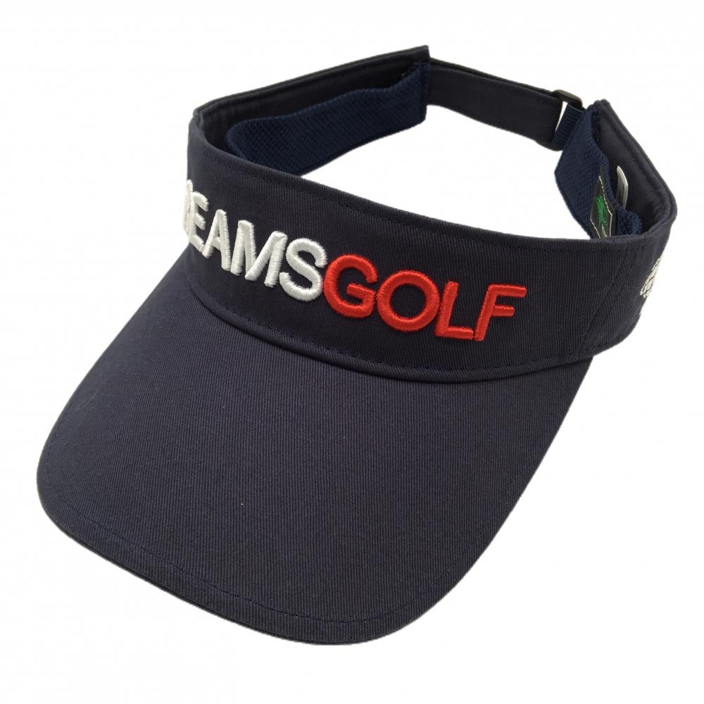 【美品】ビームスゴルフ サンバイザー ネイビー×白 立体ロゴ刺しゅう   ゴルフウェア BEAMS GOLF