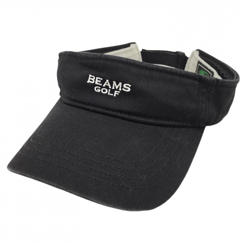 ビームスゴルフ サンバイザー 黒 ロゴ白 汗取りパッド付 57-59cm   ゴルフウェア BEAMS GOLF