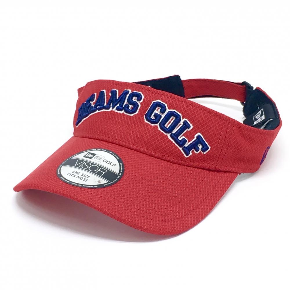 ビームスゴルフ×ニューエラ サンバイザー レッド×ネイビー 立体ロゴ刺しゅう   ゴルフウェア BEAMS GOLF