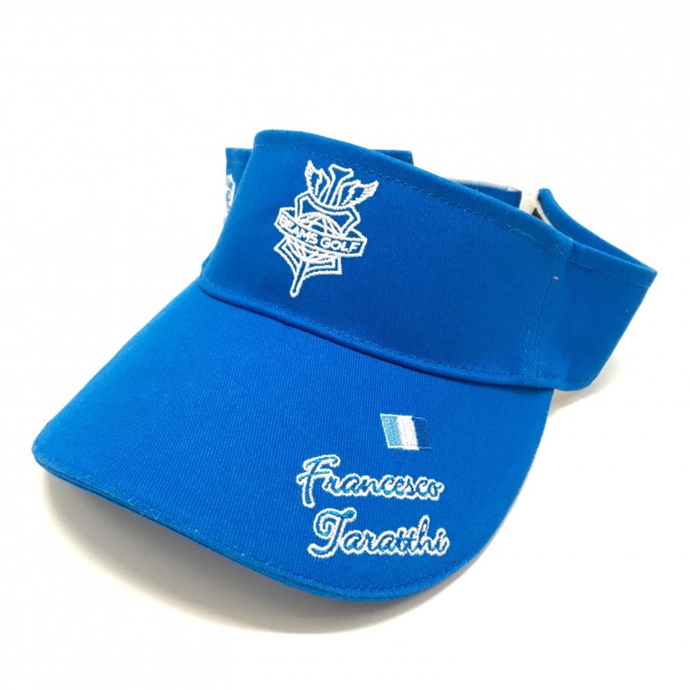 【新品】ビームスゴルフ サンバイザー ブルー×白 ロゴ刺しゅう 汗取りパッド付   ゴルフウェア BEAMS GOLF