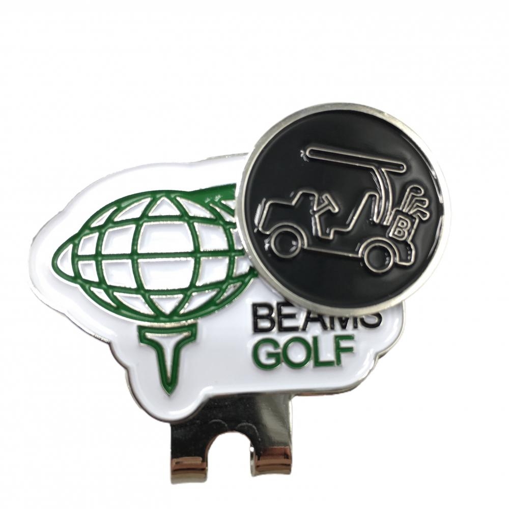 【美品】ビームスゴルフ マグネット式クリップマーカー 白×黒 カート ゴルフ BEAMS GOLF