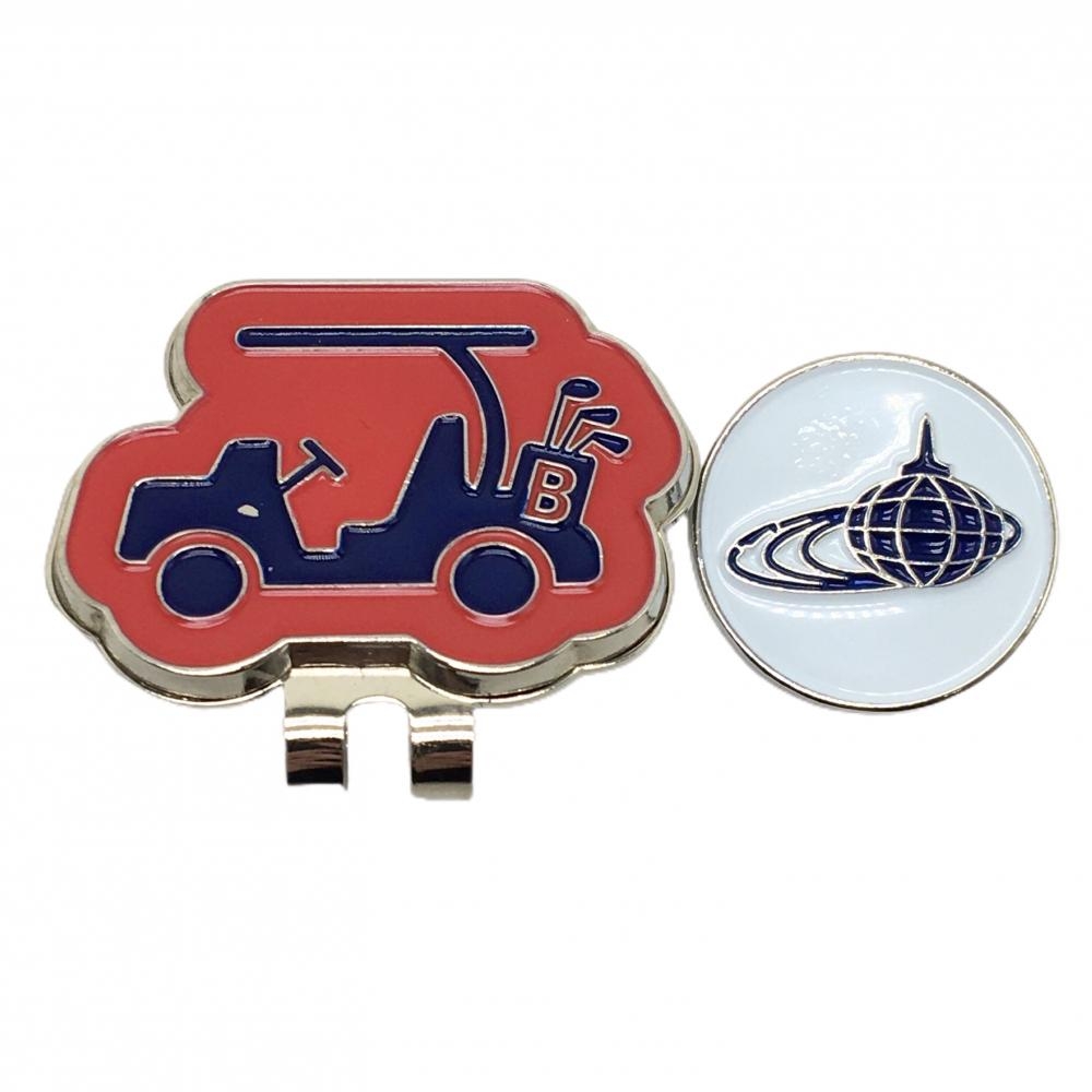 【美品】ビームスゴルフ マグネット式クリップマーカー 白×レッド ロゴ カート ゴルフ BEAMS GOLF