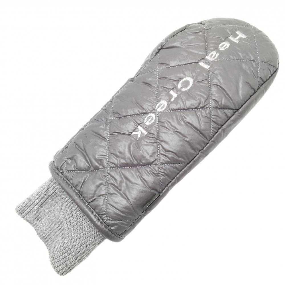 【美品】ヒールクリーク ヘッドカバー(DR) グレー×シルバー キルティング ロゴ刺しゅう ドライバー ゴルフ Heal Creek