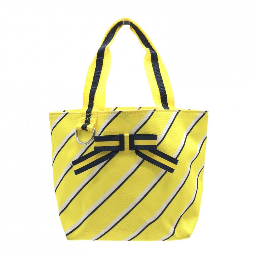 ビバハート カートバッグ イエロー×白 斜めストライプ 開口部巾着 内側ポケット ゴルフ VIVA HEART
