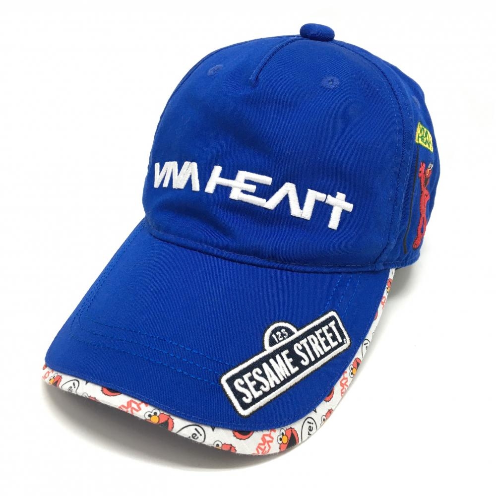 【超美品】ビバハート×セサミストリート キャップ ブルー×白 エルモ  50   ゴルフウェア VIVA HEART