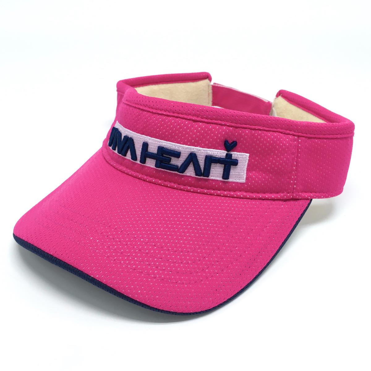 【超美品】ビバハート サンバイザー ピンク×ネイビー 立体ロゴ刺しゅう  40   ゴルフウェア VIVA HEART