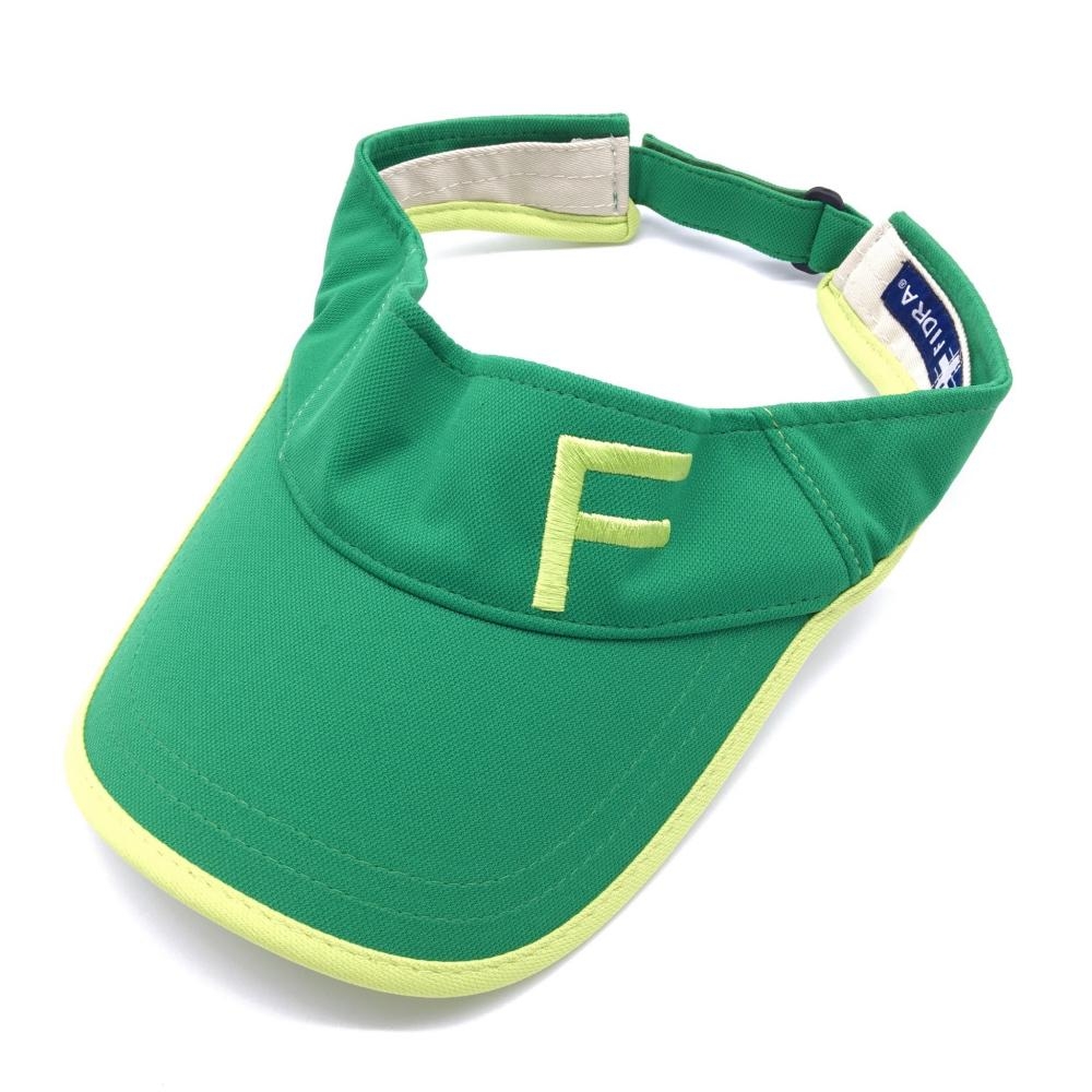 【美品】FIDRA フィドラ サンバイザー グリーン×ライトグリーン ロゴ刺しゅう  ゴルフウェア