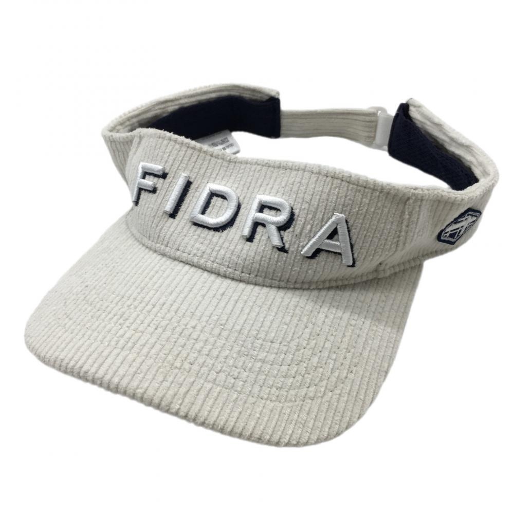 【美品】フィドラ コーデュロイサンバイザー 白 立体ロゴ刺しゅう FREE ゴルフウェア FIDRA