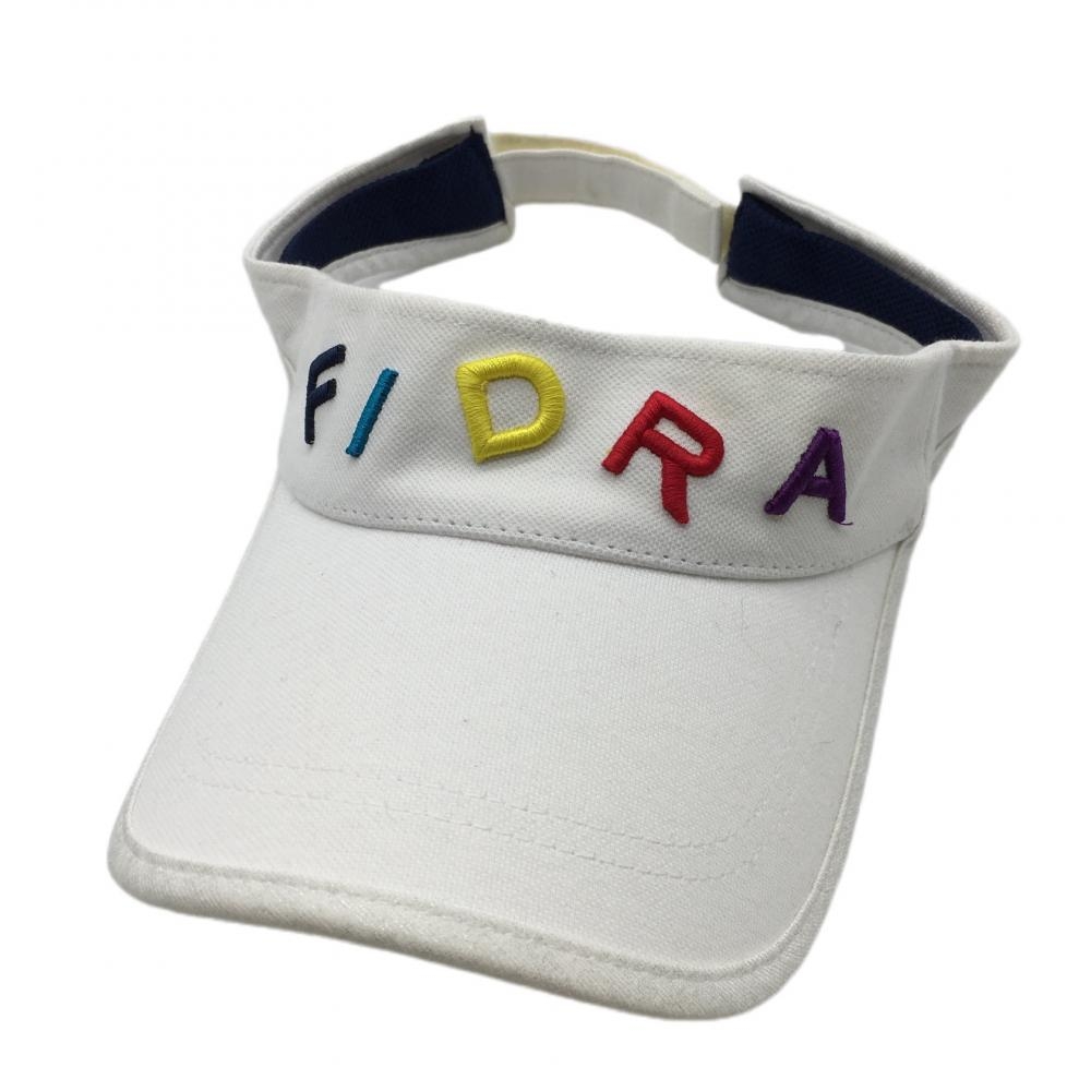 フィドラ サンバイザー 白×ネイビー 立体ロゴ刺しゅう  FREE(56-58cm) ゴルフウェア FIDRA