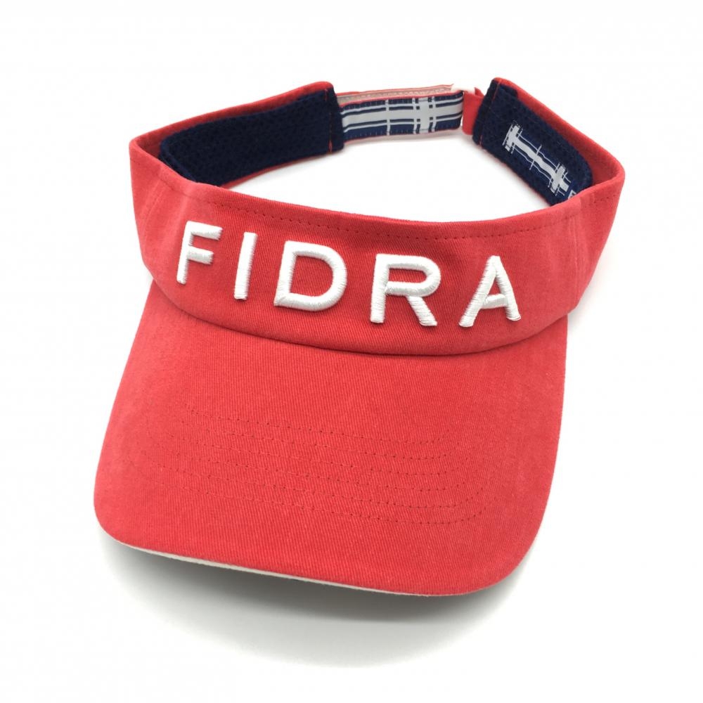 【美品】フィドラ サンバイザー レッド×白 立体ロゴ  FREE(57-59cm) ゴルフウェア FIDRA