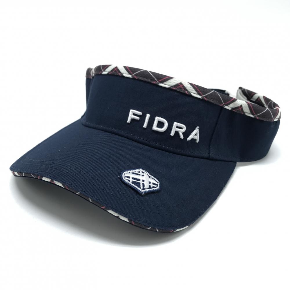 【美品】フィドラ サンバイザー ネイビー×白 立体ロゴ  FREE   ゴルフウェア FIDRA
