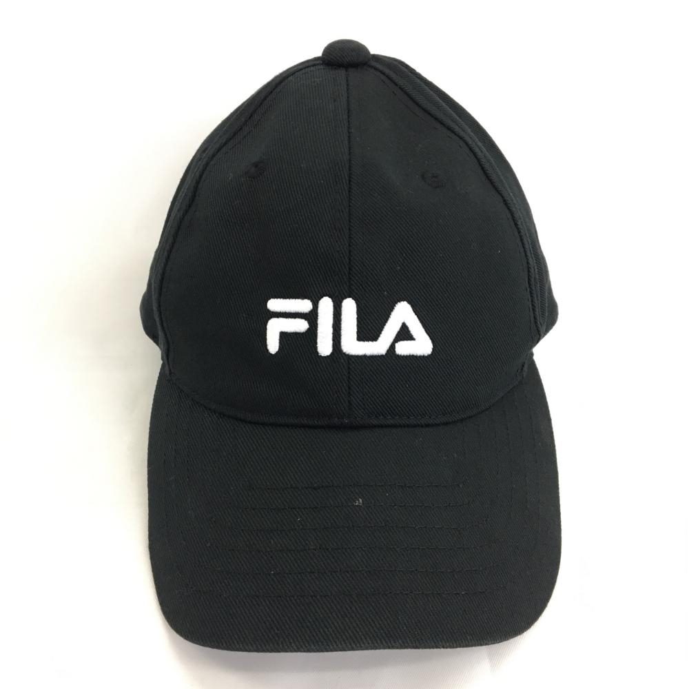 【超美品】FILA GOLF フィラゴルフ キャップ 黒×白 シンプル ロゴ刺しゅう  ゴルフウェア