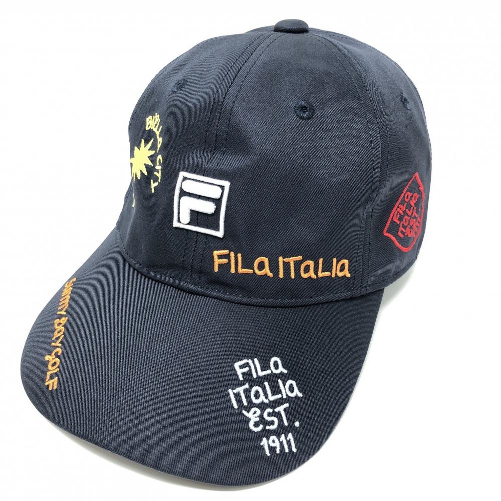 【美品】フィラゴルフ キャップ ネイビー ロゴ刺しゅう  表記なし ゴルフウェア FILA GOLF