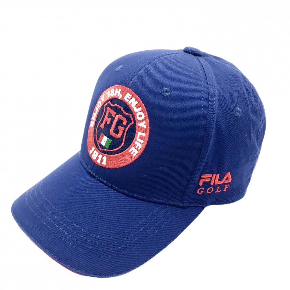フィラゴルフ キャップ ネイビー×レッド ワッペン   ゴルフウェア FILA GOLF