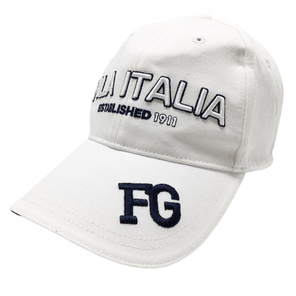 【美品】フィラゴルフ キャップ 白×ネイビー ロゴ刺しゅう   ゴルフウェア FILA GOLF