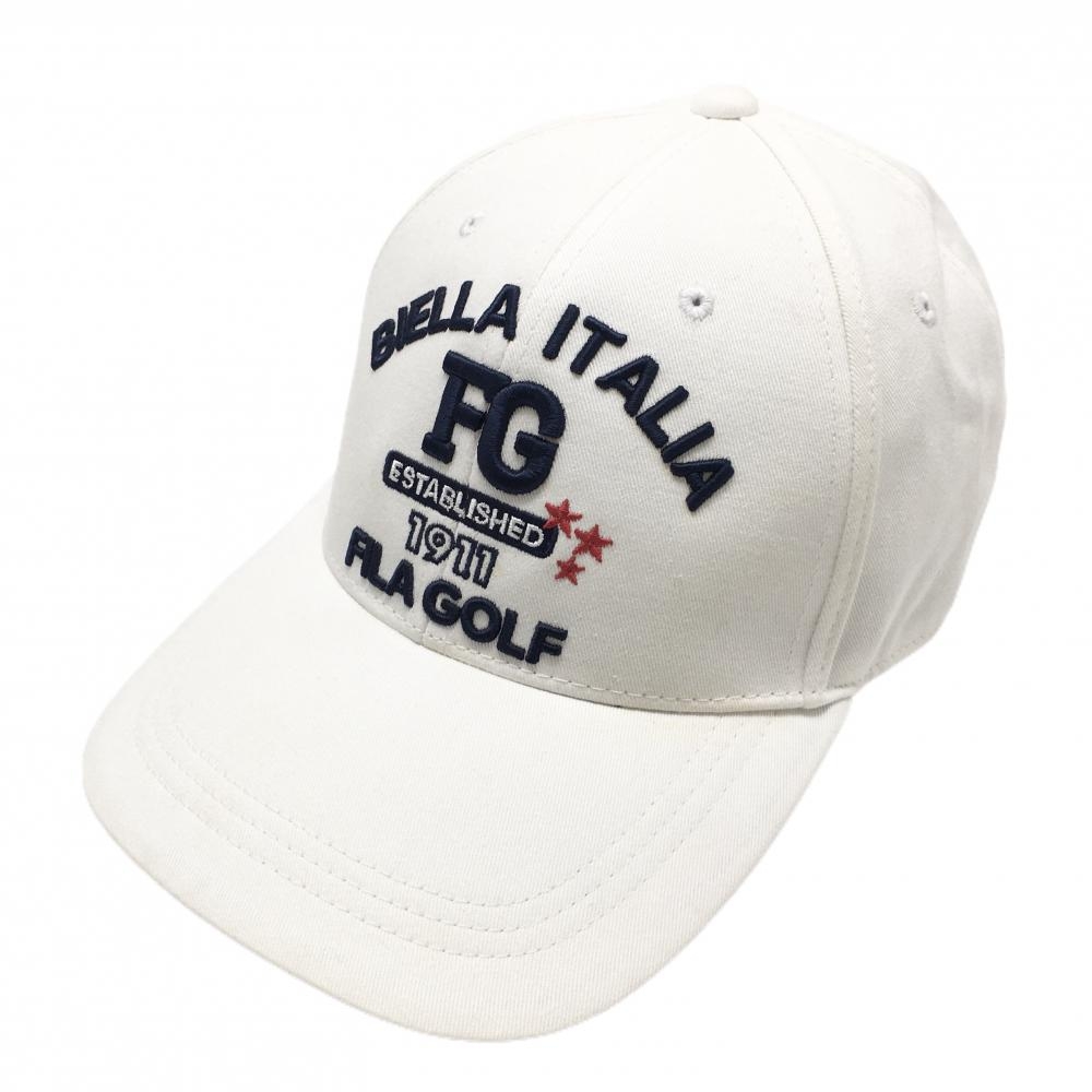 フィラゴルフ キャップ 白×ネイビー ロゴ刺しゅう   ゴルフウェア FILA GOLF