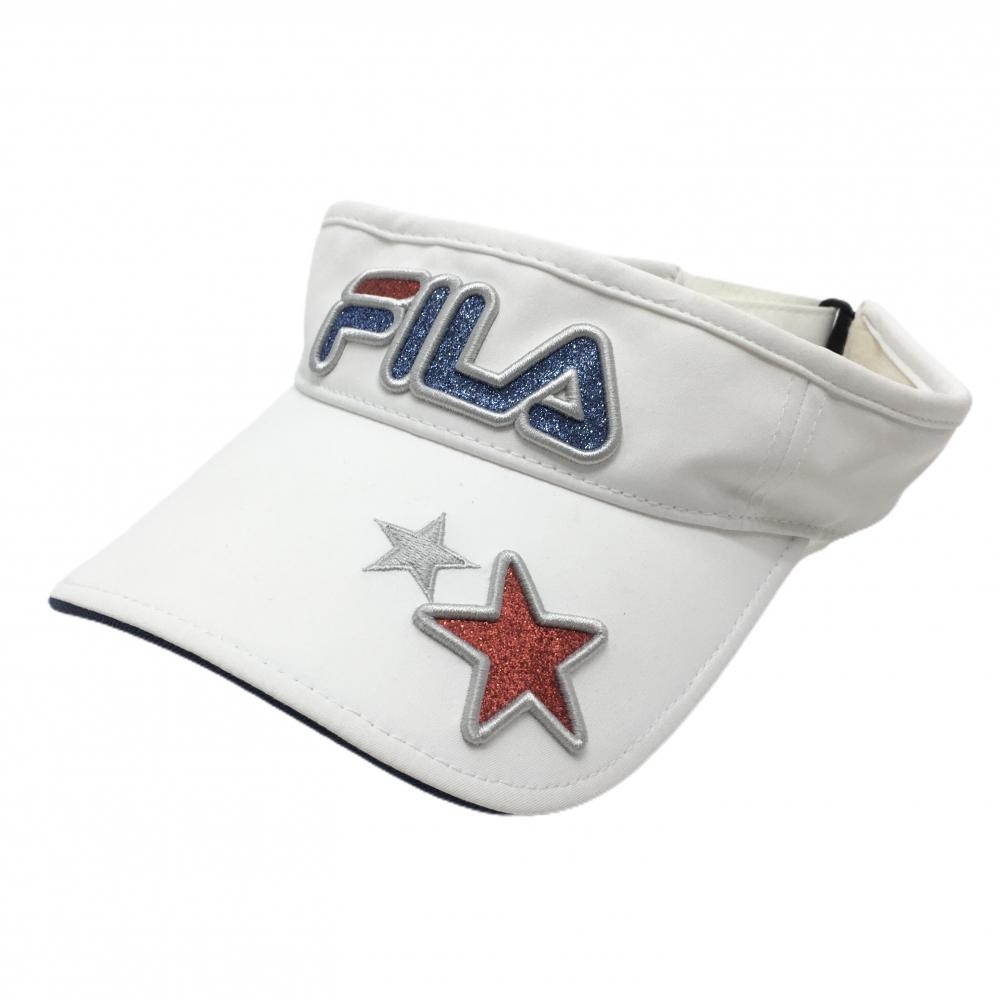 フィラゴルフ サンバイザー 白 ロゴラメ 星    ゴルフウェア FILA GOLF