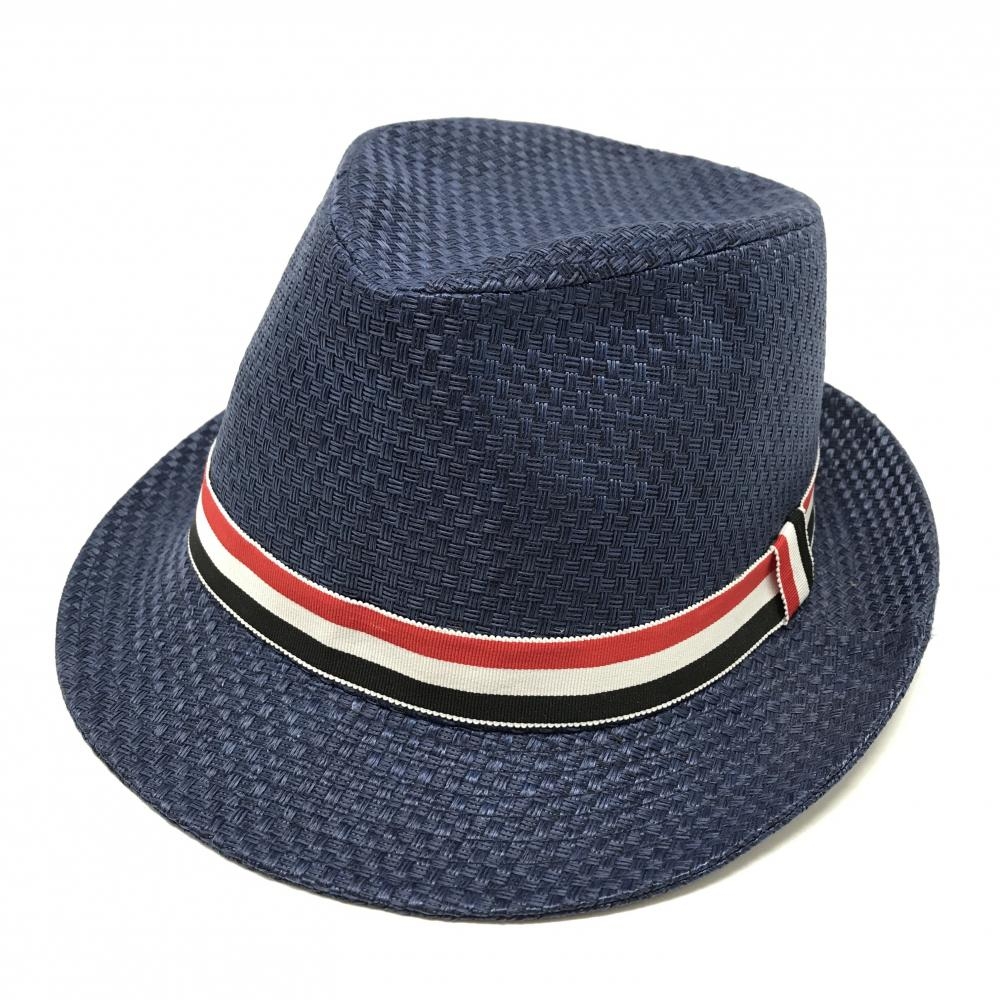 【超美品】フィラゴルフ 中折れハット ネイビー 麦わら風    ゴルフウェア FILA GOLF