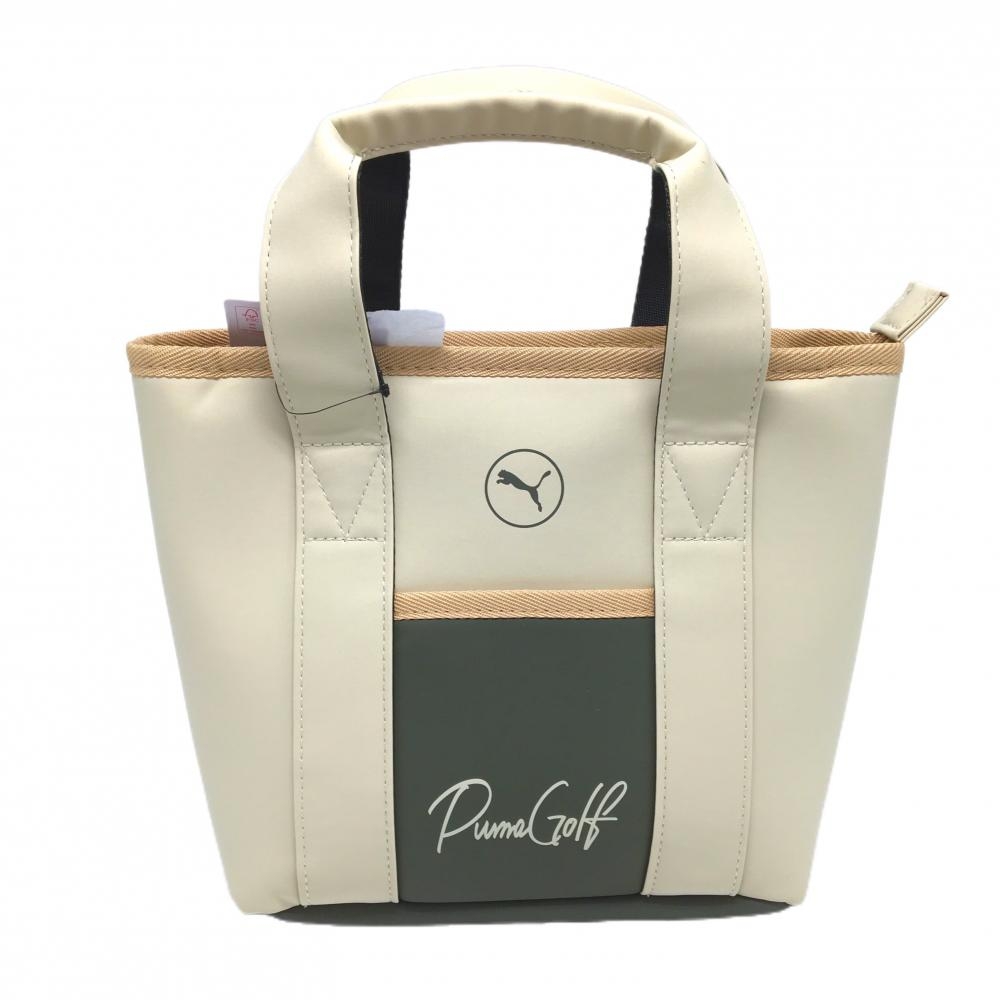 【新品】プーマ カートバッグ アイボリー×グレー系 内外ポケット 後ろしわ少 ゴルフ PUMA