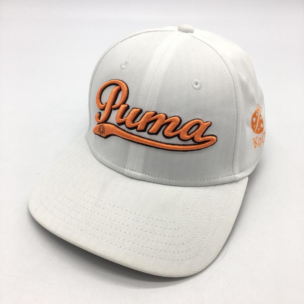 PUMA プーマ キャップ 白×オレンジ 立体ロゴ刺しゅう ONE SINE ゴルフウェア