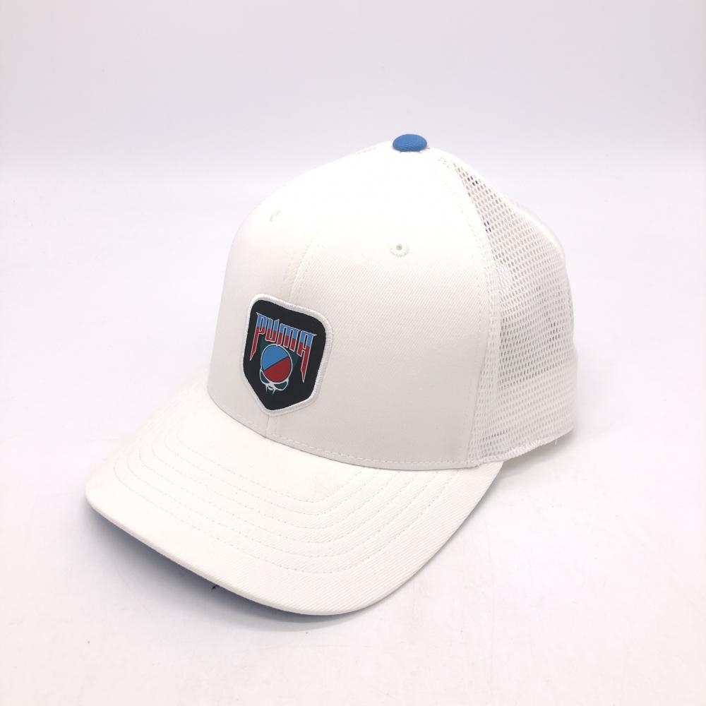 PUMA プーマ キャップ 白×ブルー ロゴワッペン メッシュ OSFA ゴルフウェア