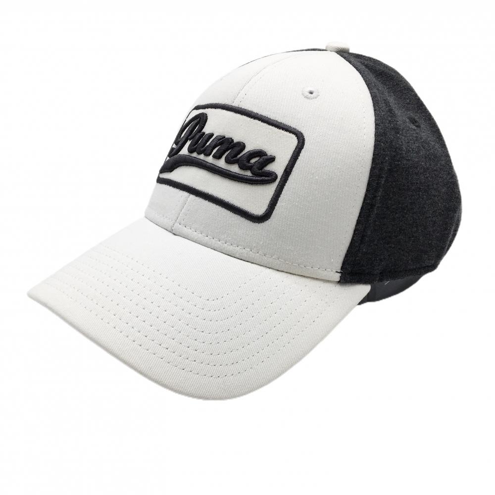 【美品】プーマ キャップ 白×グレー 立体ロゴ刺しゅう DRYCELL OSFA  ゴルフウェア PUMA