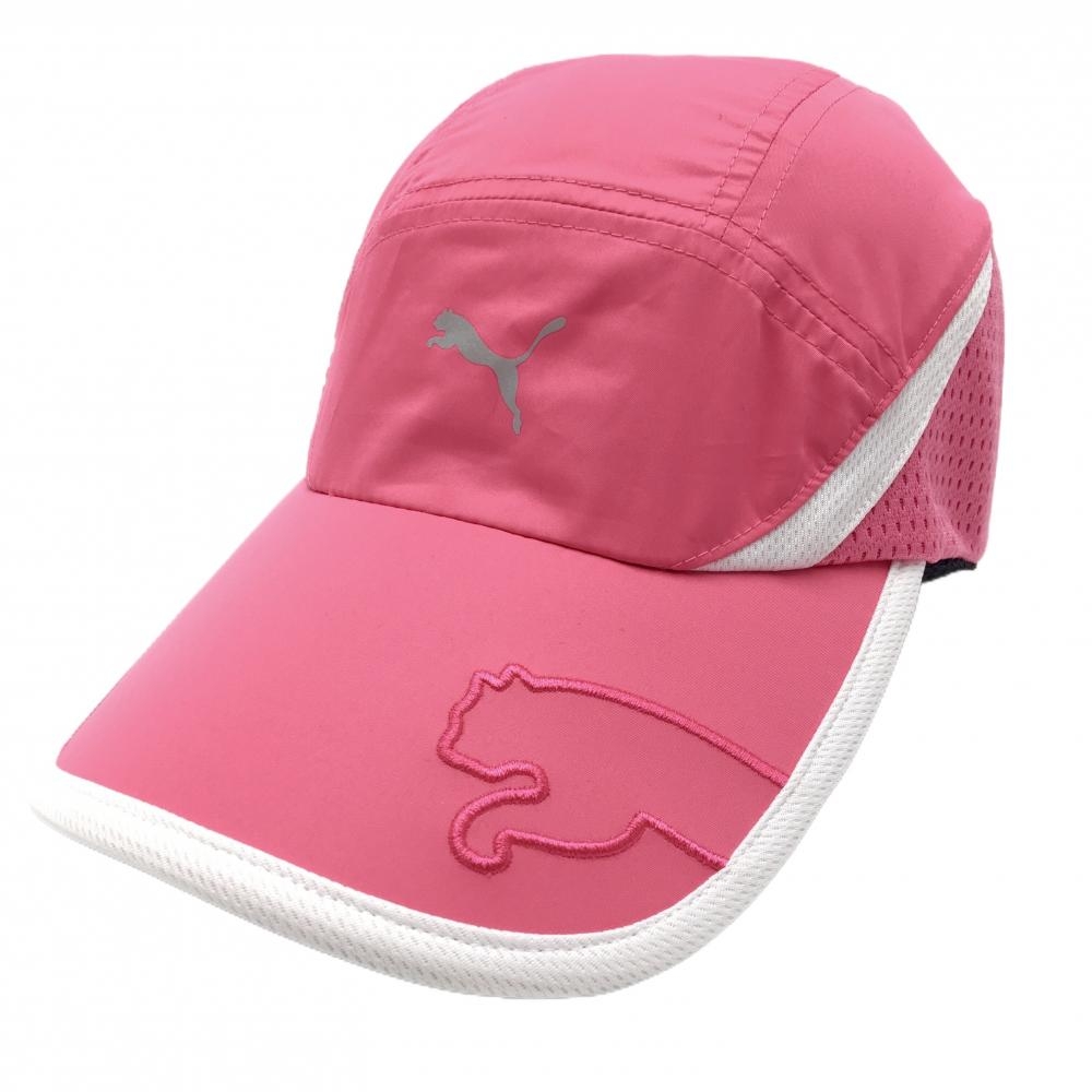 【超美品】プーマ キャップ ピンク×白 ロゴプリント One Size Fits All(54-57cm)  ゴルフウェア PUMA