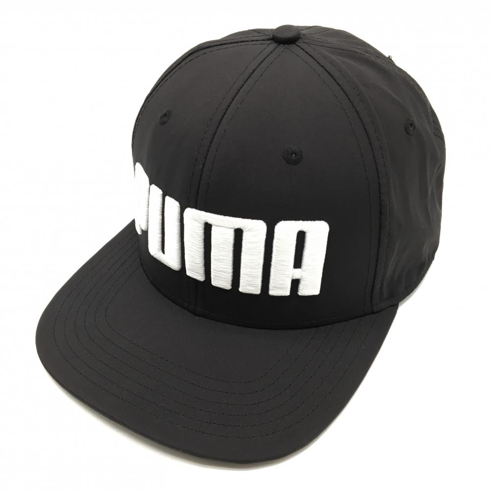 【超美品】プーマ フラットキャップ 黒×白 立体ビッグロゴ刺しゅう FR   ゴルフウェア PUMA
