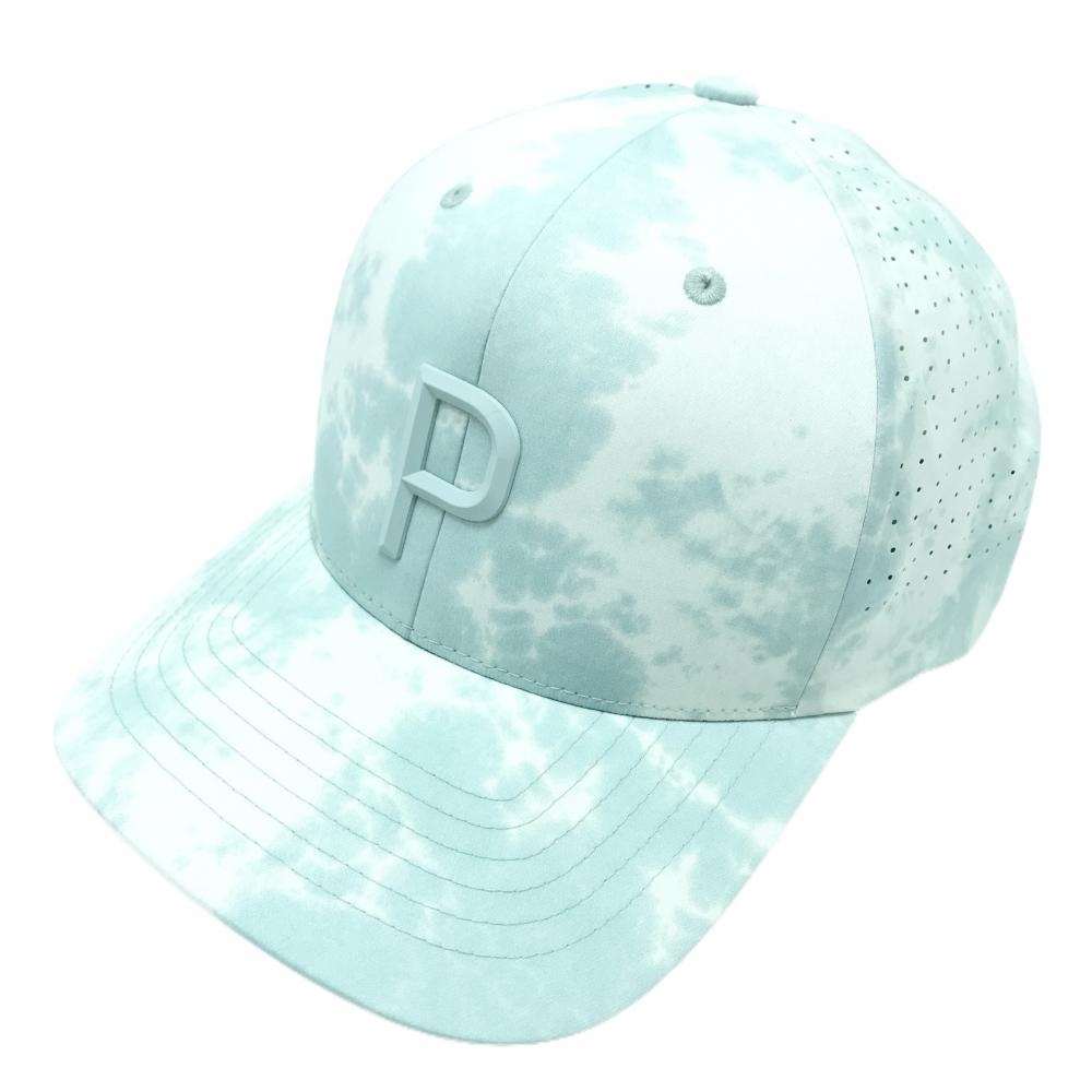 プーマ キャップ ライトグレーグリーン系×グレーグリーン系 総柄 一部メッシュ 立体ロゴ    ゴルフウェア 2024年モデル PUMA