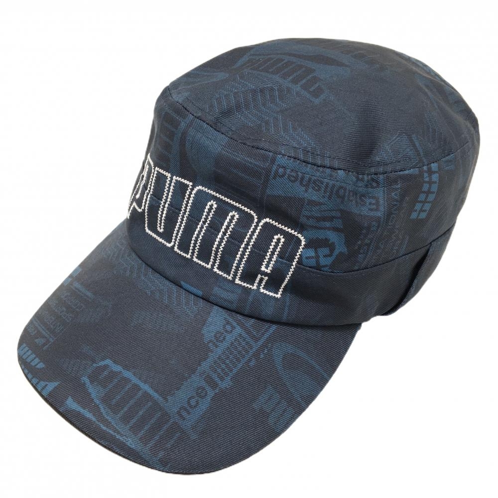【超美品】プーマ ワークキャップ ネイビー 総柄 フロントロゴ One Size Fits All(56-59cm)   ゴルフウェア PUMA