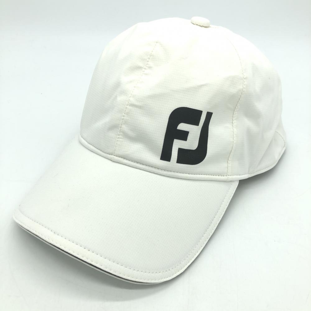 【超美品】FootJoy フットジョイ レインキャップ 白×黒 ロゴプリント ハイドロライト  ゴルフウェア