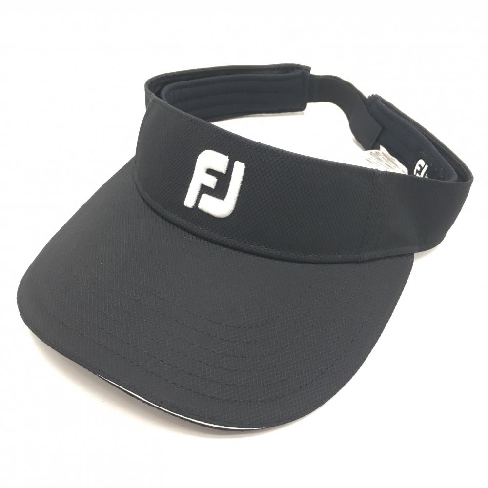 【超美品】フットジョイ サンバイザー 黒×白 ロゴ刺しゅう   ゴルフウェア FootJoy