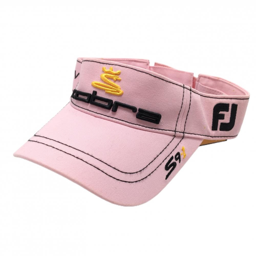 フットジョイ×コブラ サンバイザー ピンク×黒 立体ロゴ刺しゅう 紙タグ付き フリー   ゴルフウェア FootJoy