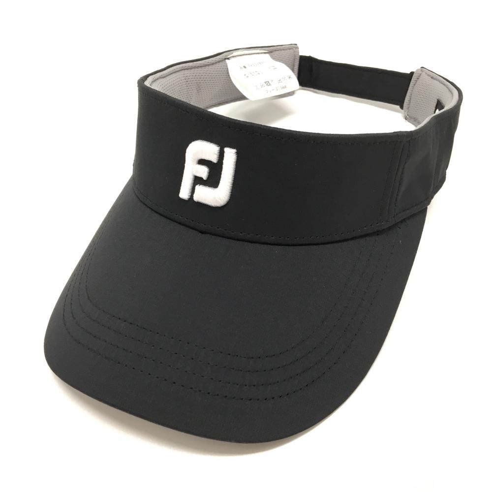 【超美品】フットジョイ サンバイザー 黒×白 立体ロゴ刺しゅう  フリー(57-59cm)   ゴルフウェア FootJoy