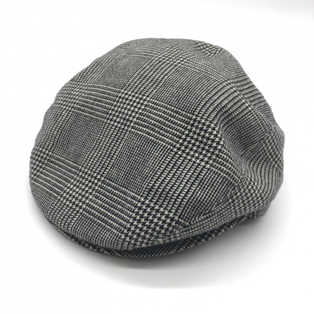 【美品】ブラックアンドホワイト ハンチング帽 黒×白 グレンチェック ウール100％  M ゴルフウェア Black＆White