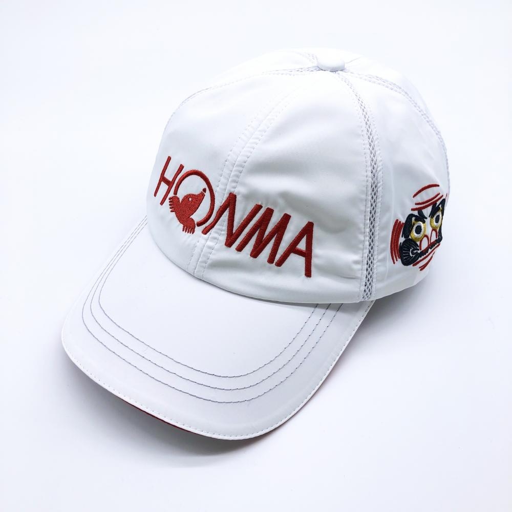 【未使用品】HONMA ホンマ キャップ 白×レッド だるま刺しゅう  ゴルフウェア