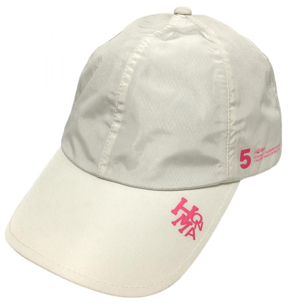 【美品】ホンマ キャップ 白×ピンク 裏地メッシュ 57-59cm ゴルフウェア HONMA