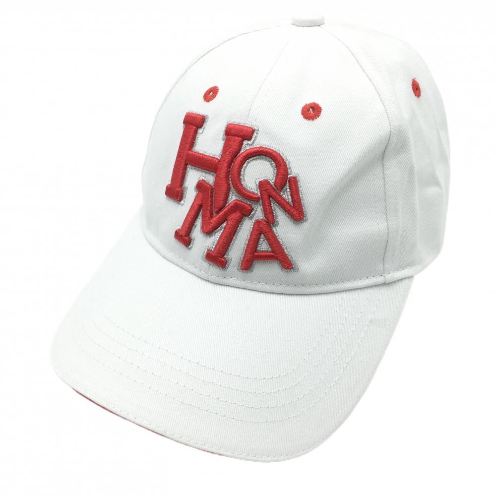 【新品】ホンマ キャップ 白×レッド 立体ロゴ刺しゅう  フリーサイズ(約57-59cm)   ゴルフウェア HONMA