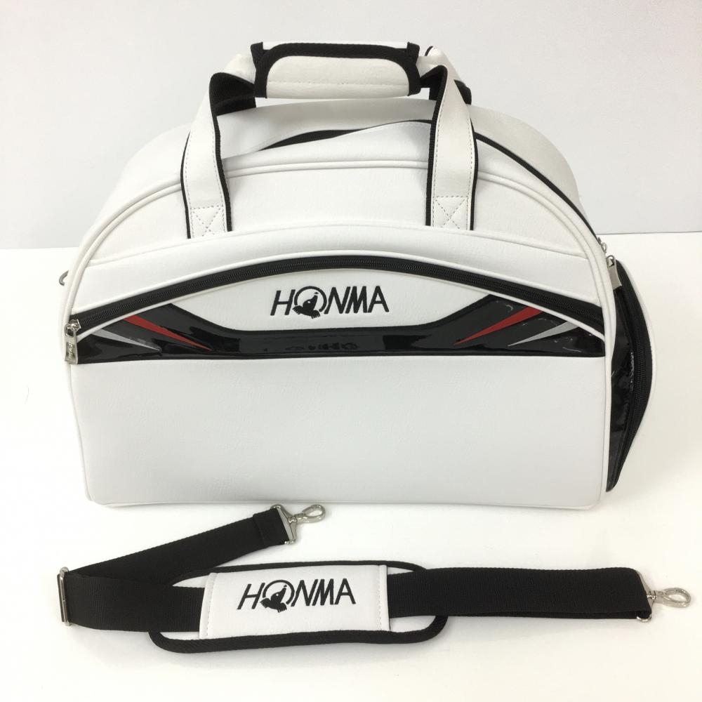 【超美品】HONMA ホンマ ボストンバッグ 白×黒 ショルダーストラップ付き シューズ収納可 ゴルフ