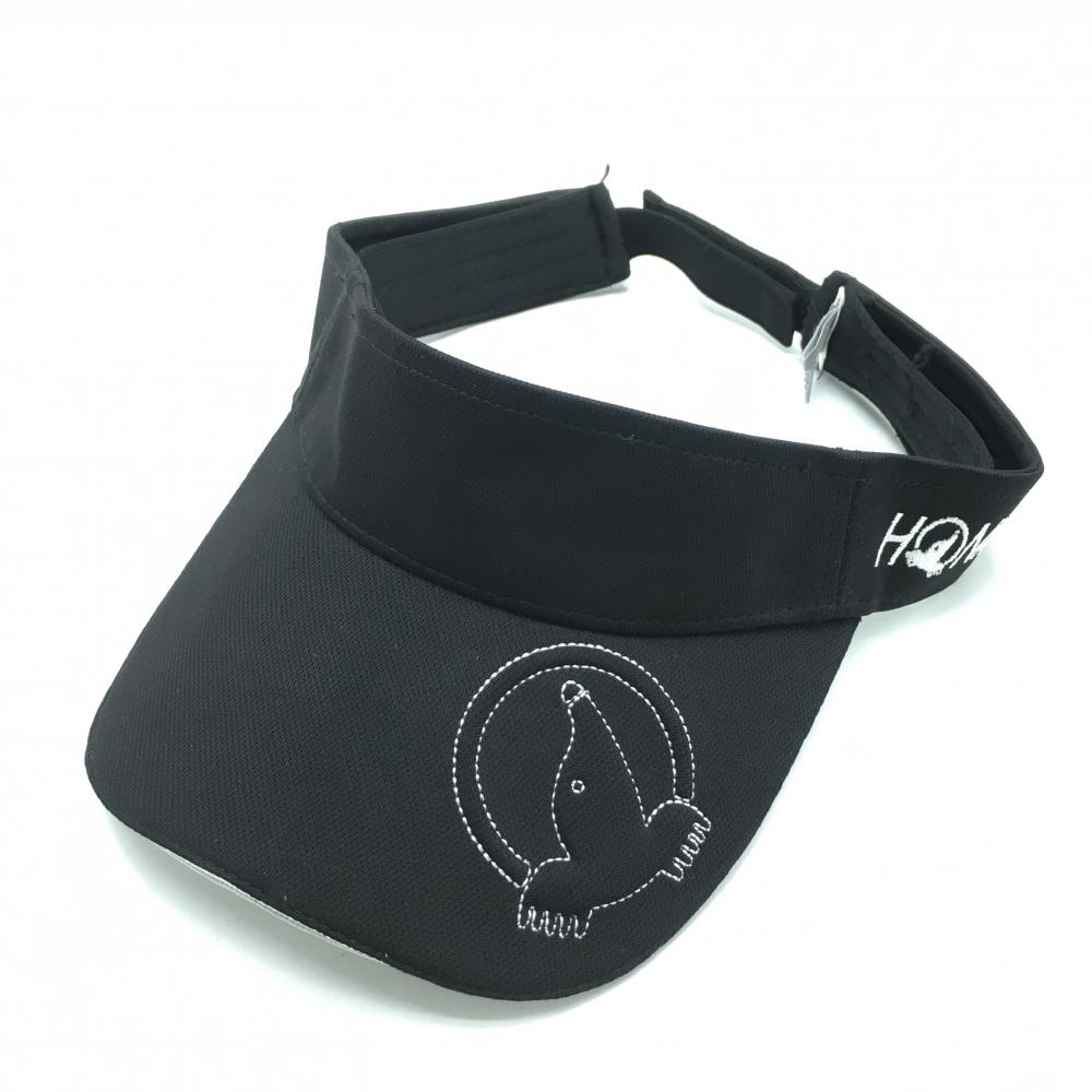 【美品】ホンマ サンバイザー 黒×白 ロゴ刺しゅう   ゴルフウェア HONMA